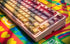Kleurrijk toetsenbord met Wukds Snacks keycaps – perfect voor een speelse setup